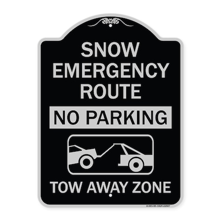Snow Emergency Route Tow Away Zone With Graphic Heavy-Gauge Aluminum Architectural Sign